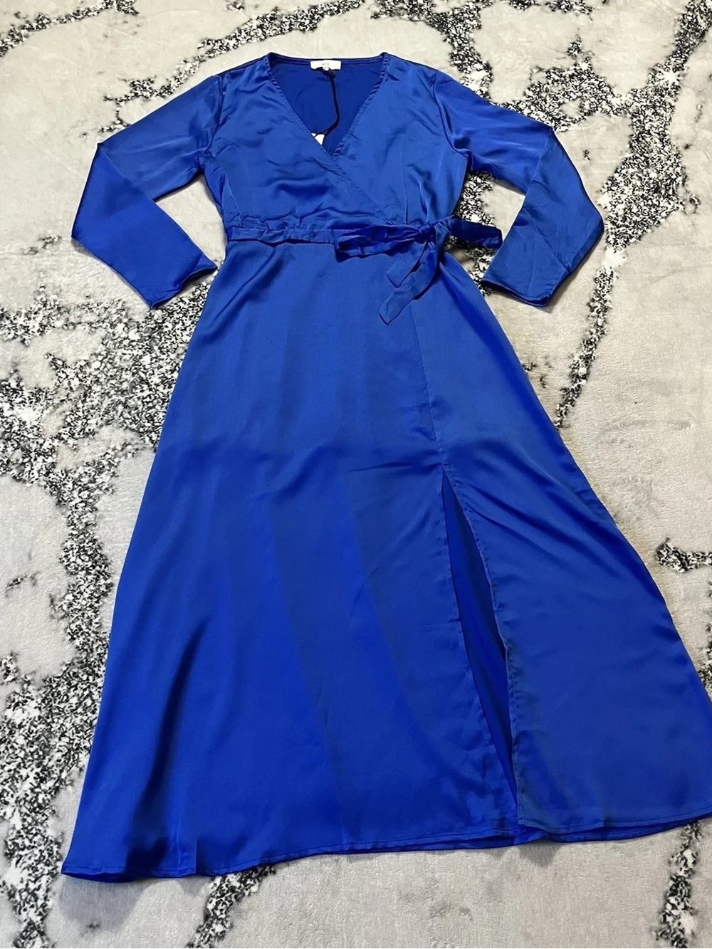 NWT NSR Napean Sea Road Nordstrom Royal Blue Faux Wrap Maxi Dress Size Small